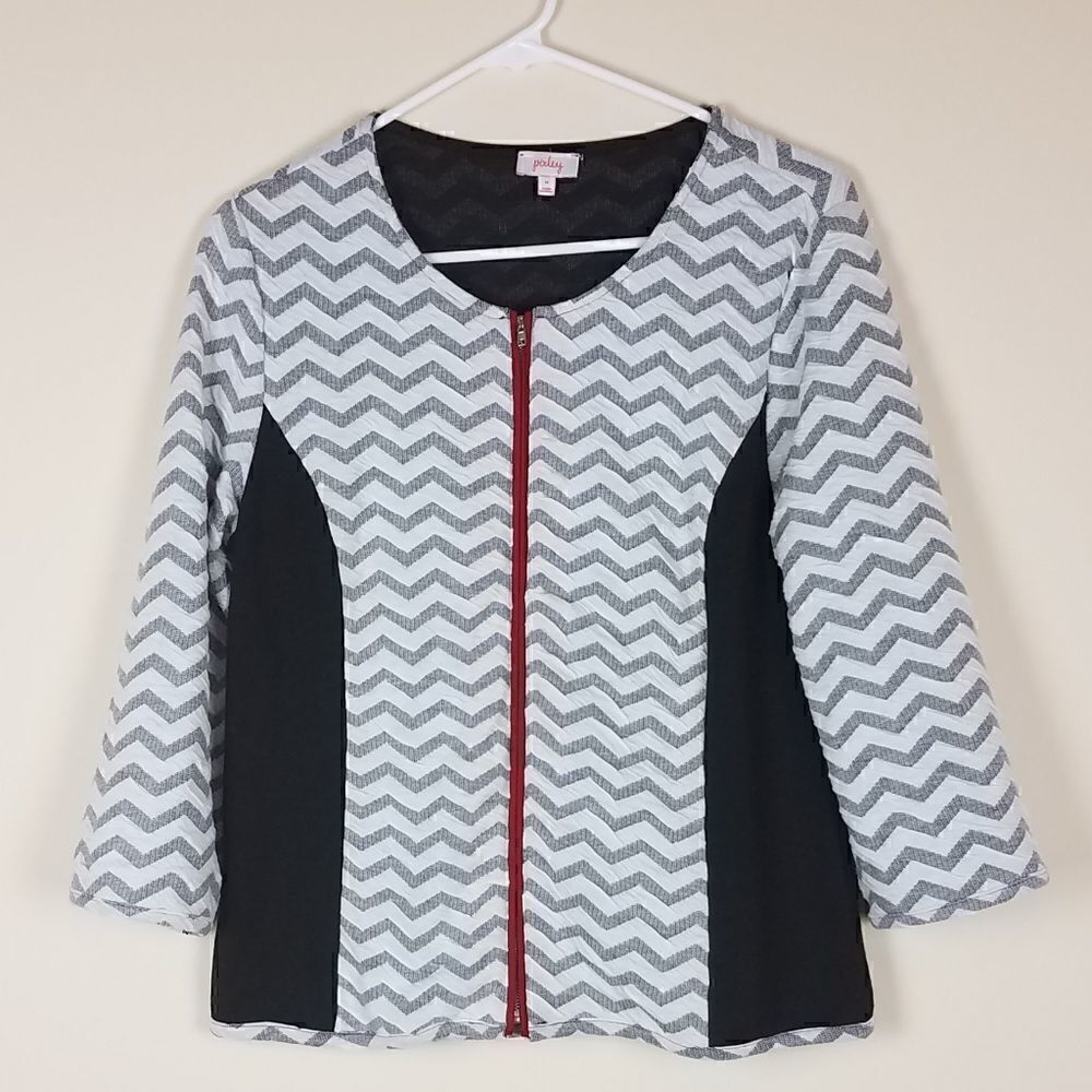 Pixley Adair Textured Chevron Print Jacket Medium